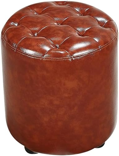 CATANK Leder Gepolsterter Würfel Pouf Ottoman,pouffe Fußhocker Massivholz Quadratisch Leder Wohnzimmer Couchtisch Kleine Bank-d 35x35x40cm(14x14x16inch) von CATANK