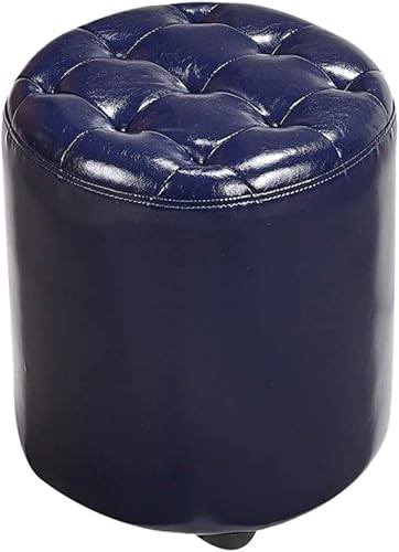 CATANK Leder Gepolsterter Würfel Pouf Ottoman,pouffe Fußhocker Massivholz Quadratisch Leder Wohnzimmer Couchtisch Kleine Bank-e 35x35x40cm(14x14x16inch) von CATANK