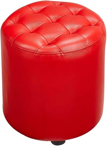 CATANK Leder Gepolsterter Würfel Pouf Ottoman,pouffe Fußhocker Massivholz Quadratisch Leder Wohnzimmer Couchtisch Kleine Bank-f 35x35x40cm(14x14x16inch) von CATANK