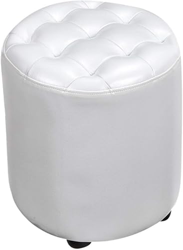 CATANK Leder Gepolsterter Würfel Pouf Ottoman,pouffe Fußhocker Massivholz Quadratisch Leder Wohnzimmer Couchtisch Kleine Bank-g 35x35x40cm(14x14x16inch) von CATANK