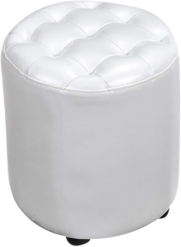 CATANK Leder Gepolsterter Würfel Pouf Ottoman,pouffe Fußhocker Massivholz Quadratisch Leder Wohnzimmer Couchtisch Kleine Bank-g 35x35x40cm(14x14x16inch) von CATANK