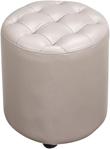 CATANK Leder Gepolsterter Würfel Pouf Ottoman,pouffe Fußhocker Massivholz Quadratisch Leder Wohnzimmer Couchtisch Kleine Bank-h 35x35x40cm(14x14x16inch) von CATANK