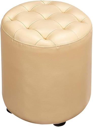 CATANK Leder Gepolsterter Würfel Pouf Ottoman,pouffe Fußhocker Massivholz Quadratisch Leder Wohnzimmer Couchtisch Kleine Bank-i 35x35x40cm(14x14x16inch) von CATANK