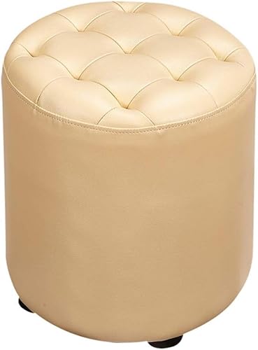 CATANK Leder Gepolsterter Würfel Pouf Ottoman,pouffe Fußhocker Massivholz Quadratisch Leder Wohnzimmer Couchtisch Kleine Bank-i 35x35x40cm(14x14x16inch) von CATANK