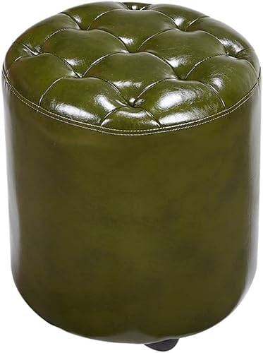 CATANK Leder Gepolsterter Würfel Pouf Ottoman,pouffe Fußhocker Massivholz Quadratisch Leder Wohnzimmer Couchtisch Kleine Bank-j 35x35x40cm(14x14x16inch) von CATANK