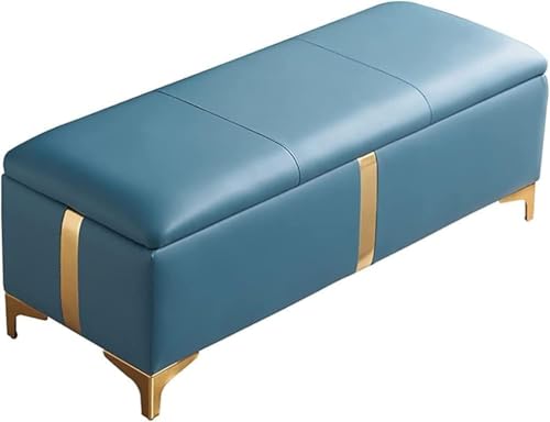 CATANK Leder-Stauraumhocker mit Deckel, moderner Fußstützenhocker, Schlafzimmer-Ottomane-Bank mit Stauraum mit Metallbeinen für Wohnheim, Wohnzimmer, Schlafzimmer, Home-Office (Farbe: Hel CATANK Leder-Stauraumhocker mit Deckel, moderner Fußstützenhocker, Schlafzimmer-Ottomane-Bank mit Stauraum mit Metallbeinen für Wohnheim, Wohnzimmer, Schlafzimmer, Home-Office (Farbe: Hel von CATANK