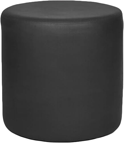 CATANK Ledergepolsterter runder Pouf Ottoman, Pouf Fußhocker Massivholz Quadratischer Leder Wohnzimmer Couchtisch Kleine Bank-Schwarz 40x40x40cm(16x16x16) von CATANK