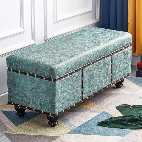 CATANK Lift Top Stauraum Ottoman Bank,Moderner Kunstleder Fußhocker,Rechteck Dekoration Möbel Ottomane Sitzplatz Stauraum Bank Für Wohnzimmer Schlafzimmer-Cyan-blau 60x40x45cm(24x16x18inc CATANK Lift Top Stauraum Ottoman Bank,Moderner Kunstleder Fußhocker,Rechteck Dekoration Möbel Ottomane Sitzplatz Stauraum Bank Für Wohnzimmer Schlafzimmer-Cyan-blau 60x40x45cm(24x16x18inc von CATANK