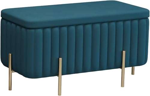 CATANK Luxuriöse Ottoman-Bank mit Stauraum aus Samt, gepolsterter Fußhocker mit Metallbeinen, gepolsterte Truhe mit Deckel, Bank am Fußende des Bettes für den Eingangsbereich des Wohnzimm von CATANK