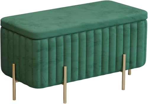 CATANK Luxuriöse Ottoman-Bank mit Stauraum aus Samt, gepolsterter Fußhocker mit Metallbeinen, gepolsterte Truhe mit Deckel, Bank am Fußende des Bettes für den Eingangsbereich des Wohnzimm CATANK Luxuriöse Ottoman-Bank mit Stauraum aus Samt, gepolsterter Fußhocker mit Metallbeinen, gepolsterte Truhe mit Deckel, Bank am Fußende des Bettes für den Eingangsbereich des Wohnzimm von CATANK