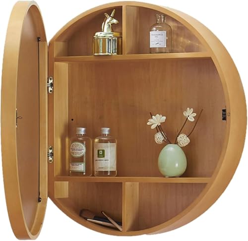 CATANK Medizinschrank, Wandmontage, runder Badezimmerspiegelschrank mit Stauraum, große Badezimmerregale aus Holz, Kosmetik mit Spiegelschrank 2 in 1 CATANK Medizinschrank, Wandmontage, runder Badezimmerspiegelschrank mit Stauraum, große Badezimmerregale aus Holz, Kosmetik mit Spiegelschrank 2 in 1 von CATANK
