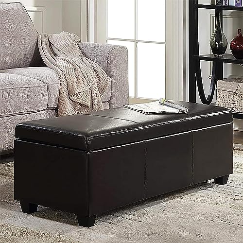 CATANK Moderne Leder-Stauraumhocker für Wohnzimmer,Rechteck Lift Top Ende des Bettes Stauraumbank,Massivholz Stauraum Truhe Ottomane Multifunktions-Schuhbank-A 80x45x42cm(31x18x17inch) von CATANK