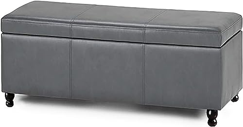 CATANK Moderne Leder-Stauraumhocker für Wohnzimmer,Rechteck Lift Top Ende des Bettes Stauraumbank,Massivholz Stauraum Truhe Ottomane Multifunktions-Schuhbank-G 100x45x42cm(39x18x17inch) von CATANK