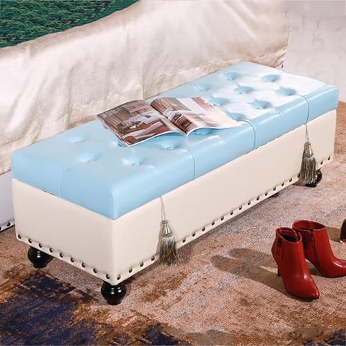 CATANK Moderne Ottomane mit Knopfheftung und Stauraum, Fußhocker aus Kunstleder mit Stauraum, Rechteckige Sitzbank mit anhebbarer Oberseite, Couchtisch für Wohnzimmer und Schlafzimmer, He CATANK Moderne Ottomane mit Knopfheftung und Stauraum, Fußhocker aus Kunstleder mit Stauraum, Rechteckige Sitzbank mit anhebbarer Oberseite, Couchtisch für Wohnzimmer und Schlafzimmer, He von CATANK