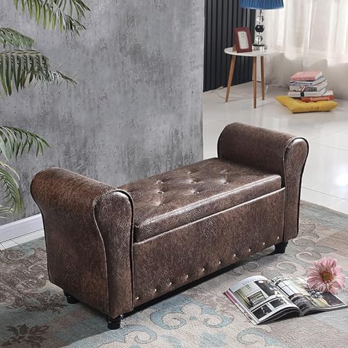 CATANK Moderne Sitzbank mit Stauraum und Armlehnen, Kunstleder gepolsterte Sitzbank am Ende des Bettes, Massivholz-Sitzbank mit Stauraum für Wohnzimmer und Schlafzimmer-F 100x40x47cm (39x CATANK Moderne Sitzbank mit Stauraum und Armlehnen, Kunstleder gepolsterte Sitzbank am Ende des Bettes, Massivholz-Sitzbank mit Stauraum für Wohnzimmer und Schlafzimmer-F 100x40x47cm (39x von CATANK