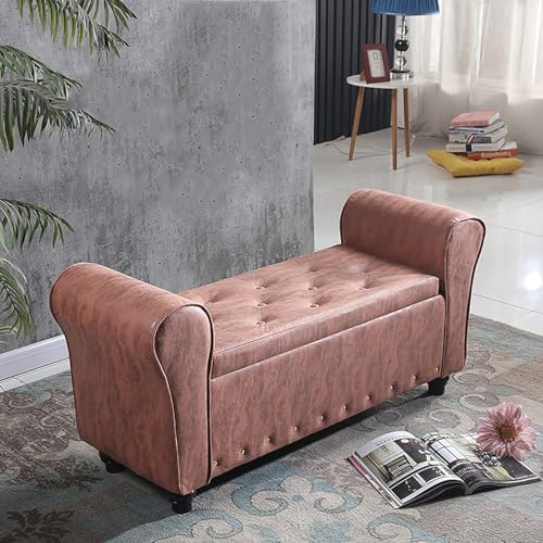 CATANK Moderne Sitzbank mit Stauraum und Armlehnen, Kunstleder gepolsterte Sitzbank am Ende des Bettes, Ottoman-Sofa mit Stauraum aus Massivholz für Wohnzimmer und Schlafzimmer-I 100x40x4 CATANK Moderne Sitzbank mit Stauraum und Armlehnen, Kunstleder gepolsterte Sitzbank am Ende des Bettes, Ottoman-Sofa mit Stauraum aus Massivholz für Wohnzimmer und Schlafzimmer-I 100x40x4 von CATANK