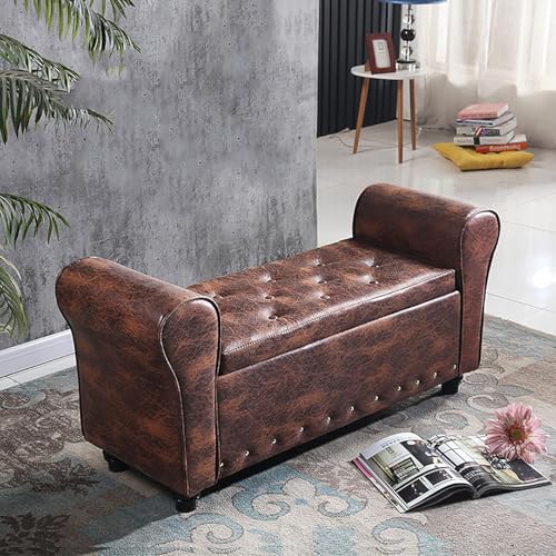 CATANK Moderne Sitzbank mit Stauraum und Armlehnen, Kunstleder gepolsterte Sitzbank am Ende des Bettes, Ottoman-Sofa mit Stauraum aus Massivholz für Wohnzimmer und Schlafzimmer-M 100x40x4 CATANK Moderne Sitzbank mit Stauraum und Armlehnen, Kunstleder gepolsterte Sitzbank am Ende des Bettes, Ottoman-Sofa mit Stauraum aus Massivholz für Wohnzimmer und Schlafzimmer-M 100x40x4 von CATANK