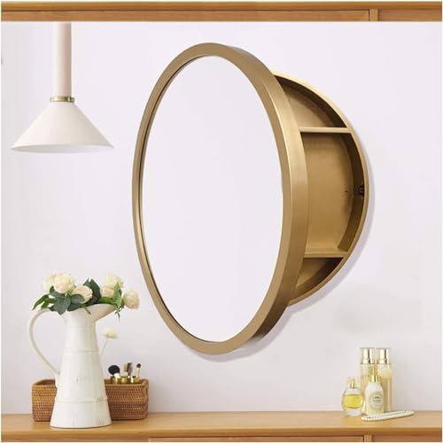 CATANK Moderner Wand-Badezimmerschrank mit Spiegel, runder hängender Medizinschrank für Wohnzimmer, Küche, Schlafzimmer, Gold, 50 cm CATANK Moderner Wand-Badezimmerschrank mit Spiegel, runder hängender Medizinschrank für Wohnzimmer, Küche, Schlafzimmer, Gold, 50 cm von CATANK