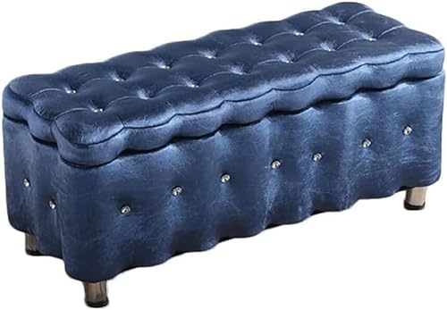 CATANK Ottomane, Aufbewahrungshocker, Bekleidungsgeschäft, rechteckiges EIS-Fleece-Sofa, Schuhwechsel, multifunktionales Bettende, Schrank, Spind, Ankleidezimmer (Farbe: Seeblau, Größe: 4 von CATANK