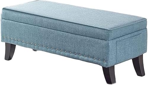 CATANK Rechteckige, getuftete Ottoman-Sitzbank aus Leinenstoff, Fußhocker mit Beinen aus Massivholz, gepolsterte Sitzbank mit Stauraum, Fußhocker aus Leinenstoff mit schaumstoffgepolstert von CATANK