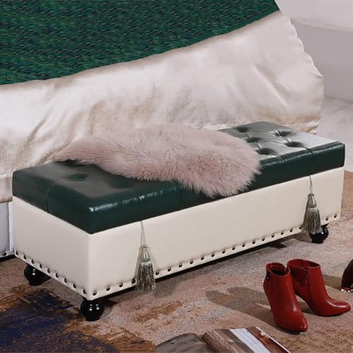 CATANK Rechteckige Sitzbank mit Stauraum und Lift-Top, Couchtisch für Wohnzimmer und Schlafzimmer, Moderne Ottoman-Sitzbank mit Knopfleiste und Stauraum, Fußhocker aus Kunstleder mit Stau von CATANK