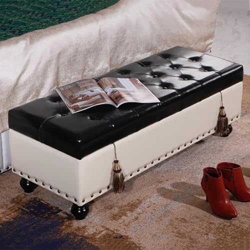 CATANK Rechteckige Sitzbank mit Stauraum und Lift-Top, Couchtisch für Wohnzimmer und Schlafzimmer, Moderne Ottoman-Sitzbank mit Knopfleiste und Stauraum, Fußhocker aus Kunstleder mit Stau von CATANK