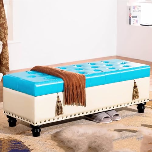 CATANK Rechteckige Sitzbank mit Stauraum und Lift-Top, Couchtisch für Wohnzimmer und Schlafzimmer, Moderne Ottoman-Sitzbank mit Knopfleiste und Stauraum, Fußhocker aus Kunstleder mit Stau von CATANK