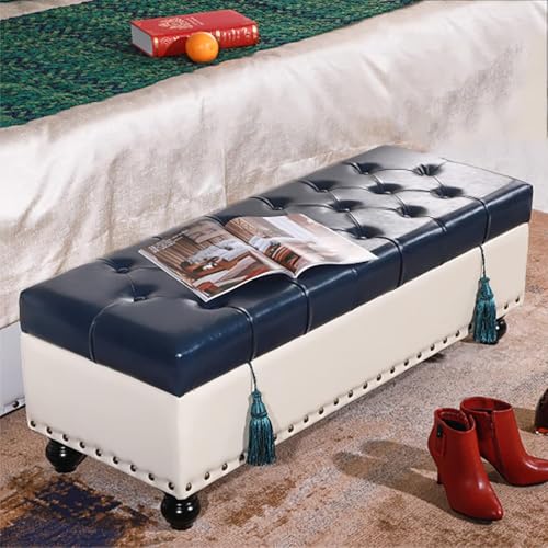 CATANK Rechteckige Sitzbank mit Stauraum und Lift-Top, Couchtisch für Wohnzimmer und Schlafzimmer, Moderne Ottoman-Sitzbank mit Knopfleiste und Stauraum, Fußhocker aus Kunstleder mit Stau von CATANK