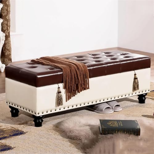 CATANK Rechteckige Sitzbank mit Stauraum und Lift-Top, Couchtisch für Wohnzimmer und Schlafzimmer, Moderne Ottoman-Sitzbank mit Knopfleiste und Stauraum, Fußhocker aus Kunstleder mit Stau von CATANK
