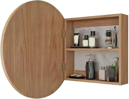 CATANK Runder Badezimmerspiegelschrank – Runder Badezimmerspiegelschrank aus Holz – Wandmontierter Spiegelschrank aus Holz mit Spiegelaufbewahrung, Wandschrank CATANK Runder Badezimmerspiegelschrank – Runder Badezimmerspiegelschrank aus Holz – Wandmontierter Spiegelschrank aus Holz mit Spiegelaufbewahrung, Wandschrank von CATANK