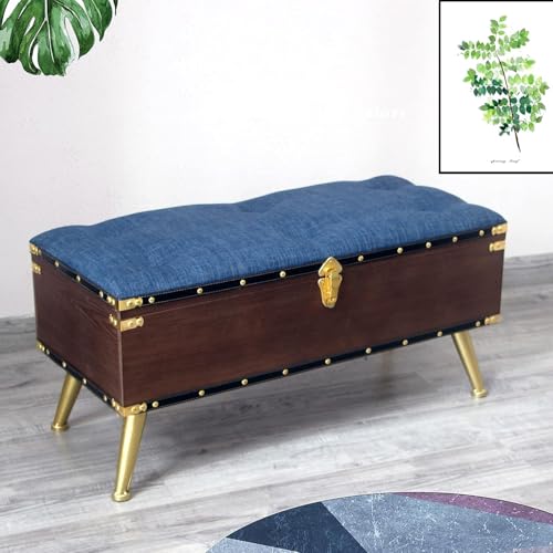 CATANK Rustikale Ottoman-Sitzbank mit Stauraum, hochwertige gepolsterte Ottoman-Akzentbank im Landhausstil mit Stauraum, Aufbewahrungsbox für Fußstütze im Wohnzimmerflur, Marineblau 100 x CATANK Rustikale Ottoman-Sitzbank mit Stauraum, hochwertige gepolsterte Ottoman-Akzentbank im Landhausstil mit Stauraum, Aufbewahrungsbox für Fußstütze im Wohnzimmerflur, Marineblau 100 x von CATANK
