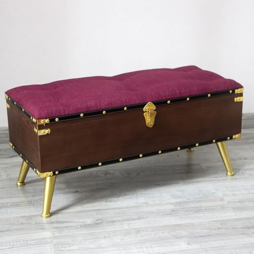 CATANK Rustikale Ottoman-Sitzbank mit Stauraum, hochwertige gepolsterte Ottoman-Sitzbank im Landhausstil mit Leinenbezug und Stauraum, Aufbewahrungsbox für Fußstütze im Wohnzimmerflur, Li von CATANK