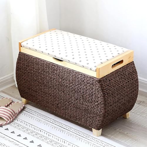 CATANK Sitzhocker mit Stauraum aus Seegras, Sitzbank mit Sitzhocker aus geflochtenem Korbgeflecht, rustikale Aufbewahrungsbox, multifunktionale Aufbewahrungsmöbel, Braun, a 60x30x40cm (24 CATANK Sitzhocker mit Stauraum aus Seegras, Sitzbank mit Sitzhocker aus geflochtenem Korbgeflecht, rustikale Aufbewahrungsbox, multifunktionale Aufbewahrungsmöbel, Braun, a 60x30x40cm (24 von CATANK