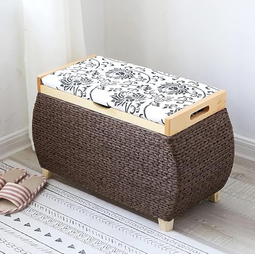 CATANK Sitzhocker mit Stauraum aus Seegras, Sitzbank mit Sitzhocker aus geflochtenem Korbgeflecht, rustikale Aufbewahrungsbox, multifunktionale Aufbewahrungsmöbel, Braun-b 60x30x40cm (24x CATANK Sitzhocker mit Stauraum aus Seegras, Sitzbank mit Sitzhocker aus geflochtenem Korbgeflecht, rustikale Aufbewahrungsbox, multifunktionale Aufbewahrungsmöbel, Braun-b 60x30x40cm (24x von CATANK