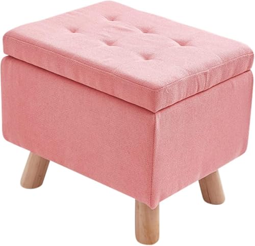 CATANK Stabiler Hocker mit Stauraum am Ende des Bettes,Große rechteckige Aufbewahrungsbank mit gepolsterten Kissen und Holzbeinen,Wäscheaufbewahrung Ottomane für den Eingangsbereich-Rosa von CATANK