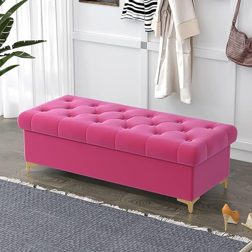 CATANK Zeitgenössischer Ottoman mit Samtaufbewahrung,Rechteckige gepolsterte Aufbewahrungsbank,Bequemer Fußhocker mit Fußstütze,Schuhbank für den Eingangsbereich zum Wohn-/Schlafzimmer-Ro CATANK Zeitgenössischer Ottoman mit Samtaufbewahrung,Rechteckige gepolsterte Aufbewahrungsbank,Bequemer Fußhocker mit Fußstütze,Schuhbank für den Eingangsbereich zum Wohn-/Schlafzimmer-Ro von CATANK
