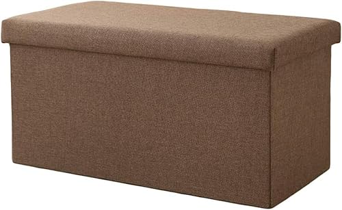 CATANK Zusammenklappbare Ottoman-Bank mit Stauraum, große Kapazität 110l Klappbare Aufbewahrungstruhe Spielzeugkiste Gepolsterte Fußstütze Hocker Sitz-Kaffeefarbe 76x38x38cm(30x15x15) von CATANK