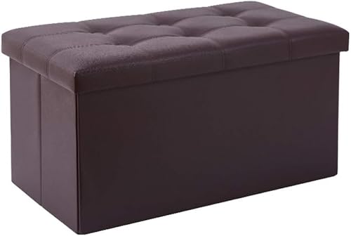 CATANK Zusammenklappbare Ottoman-Bank mit Stauraum, große klappbare Aufbewahrungstruhe, Spielzeugkiste, gepolsterte Fußstütze, Sitzhocker, Kaffeefarbe, 76x38x38cm (30x15x15) von CATANK