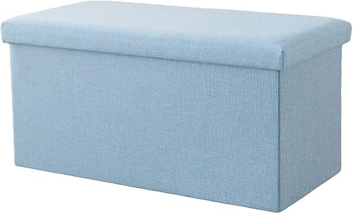 CATANK Zusammenklappbare Ottoman-Bank mit großer Kapazität, 110 l, zusammenklappbare Aufbewahrungstruhe, Spielzeugkiste, gepolsterte Fußstütze, Sitzhocker, blau, 60 x 36 x 36 cm von CATANK
