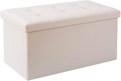 CATANK Zusammenklappbare Ottomane mit Stauraum, große Kapazität, zusammenklappbare Aufbewahrungstruhe, Spielzeugkiste, gepolsterte Fußstütze, Sitzhocker, grau 76x38x38cm (30x15x15) von CATANK