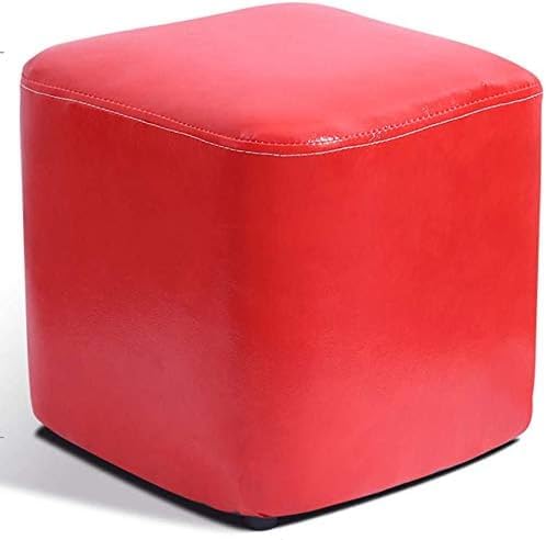 Fußhocker, gepolsterter Würfel-Pouf mit Ottomane, Pouf-Fußhocker, quadratisches Massivholz, Leder, Wohnzimmer-Couchtisch, kleine Bank (Größe: 30 x 30 x 30 cm (12 x 12 x 12), Farbe: von CATANK