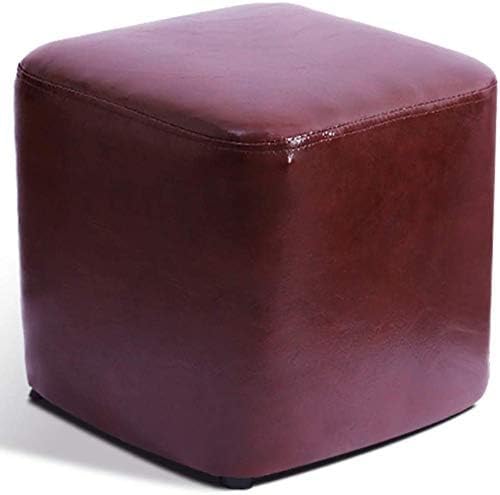 Fußhocker, gepolsterter Würfel-Pouf mit Ottomane, Pouf-Fußhocker, quadratisches Massivholz, Leder, Wohnzimmer-Couchtisch, kleine Bank (Größe: 30 x 30 x 30 cm (12 x 12 x 12), Farbe: von CATANK