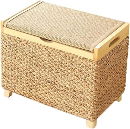 Geflochtene Ottomane mit Stauraum aus Seegras, rustikale Ottomane mit Stauraum aus Rattan, handgefertigte Ottomane mit Korbgeflecht und Stauraum, Fußbank für das Bett für das Wohnz Geflochtene Ottomane mit Stauraum aus Seegras, rustikale Ottomane mit Stauraum aus Rattan, handgefertigte Ottomane mit Korbgeflecht und Stauraum, Fußbank für das Bett für das Wohnz von CATANK