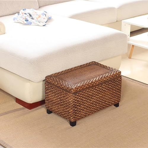 Geflochtene Ottomane mit Stauraum aus Seegras, rustikale Ottomane mit Stauraum aus Rattan, handgefertigte Ottomane mit Korbgeflecht und Stauraum, Fußbank für das Bett im Wohnzimmer Geflochtene Ottomane mit Stauraum aus Seegras, rustikale Ottomane mit Stauraum aus Rattan, handgefertigte Ottomane mit Korbgeflecht und Stauraum, Fußbank für das Bett im Wohnzimmer von CATANK