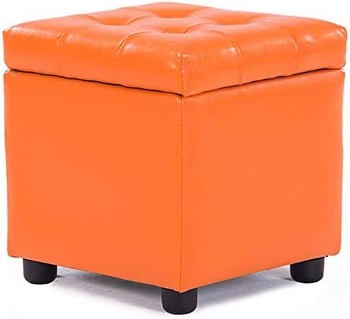 Gepolsterter Leder-Würfel-Pouf-Ottomane, Pouf-Fußhocker, quadratisches Massivholz, Leder, Wohnzimmer-Couchtisch, kleine Bank (Farbe: Orange, Größe: 42 x 42 x 40 cm (17 x 17 x 16 Zo Gepolsterter Leder-Würfel-Pouf-Ottomane, Pouf-Fußhocker, quadratisches Massivholz, Leder, Wohnzimmer-Couchtisch, kleine Bank (Farbe: Orange, Größe: 42 x 42 x 40 cm (17 x 17 x 16 Zo von CATANK