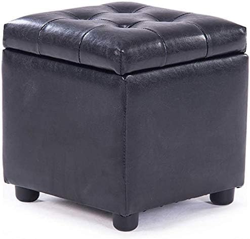 Gepolsterter Leder-Würfel-Pouf-Ottomane, Pouf-Fußhocker, quadratisches Massivholz, Leder, Wohnzimmer-Couchtisch, kleine Bank (Farbe: Schwarz, Größe: 42 x 42 x 40 cm (17 x 17 x 16 Z Gepolsterter Leder-Würfel-Pouf-Ottomane, Pouf-Fußhocker, quadratisches Massivholz, Leder, Wohnzimmer-Couchtisch, kleine Bank (Farbe: Schwarz, Größe: 42 x 42 x 40 cm (17 x 17 x 16 Z von CATANK