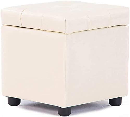 Gepolsterter Leder-Würfel-Pouf-Ottomane, Pouf-Fußhocker, quadratisches Massivholz, Leder, Wohnzimmer-Couchtisch, kleine Bank (Farbe: Weiß, Größe: 42 x 42 x 40 cm (17 x 17 x 16 Zoll Gepolsterter Leder-Würfel-Pouf-Ottomane, Pouf-Fußhocker, quadratisches Massivholz, Leder, Wohnzimmer-Couchtisch, kleine Bank (Farbe: Weiß, Größe: 42 x 42 x 40 cm (17 x 17 x 16 Zoll von CATANK