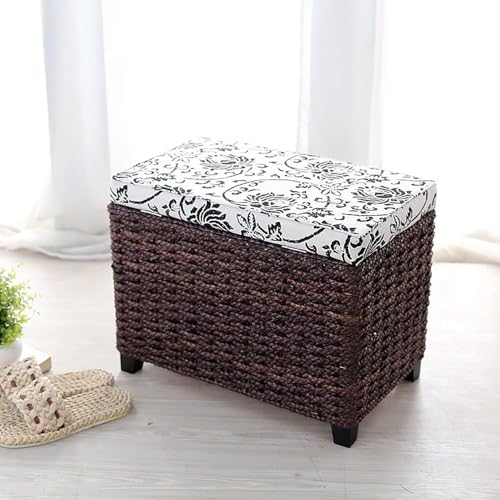 Handgewebte Korbtruhe, Ottomane mit Stauraum aus natürlichem Rattan, Ottomane im Landhausstil mit Stauraum-Organizer für Wohnzimmer, Schlafzimmer, Bank, Walnuss b 50x30x40cm (20x12 Handgewebte Korbtruhe, Ottomane mit Stauraum aus natürlichem Rattan, Ottomane im Landhausstil mit Stauraum-Organizer für Wohnzimmer, Schlafzimmer, Bank, Walnuss b 50x30x40cm (20x12 von CATANK