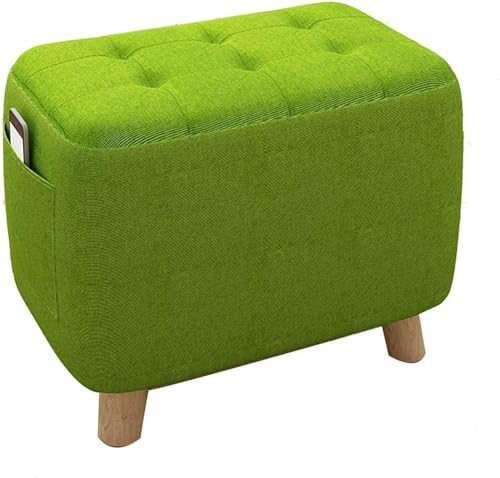 Hölzerner Ottoman,Quadratischer Bequemer Weicher Fußhocker Gepolsterter Sitz Schuhbank Fußstütze Passend Für Schlafzimmer Terrasse Wohnzimmer-45x25x35cm(18x10x14Zoll)-Dunkelgrün von CATANK
