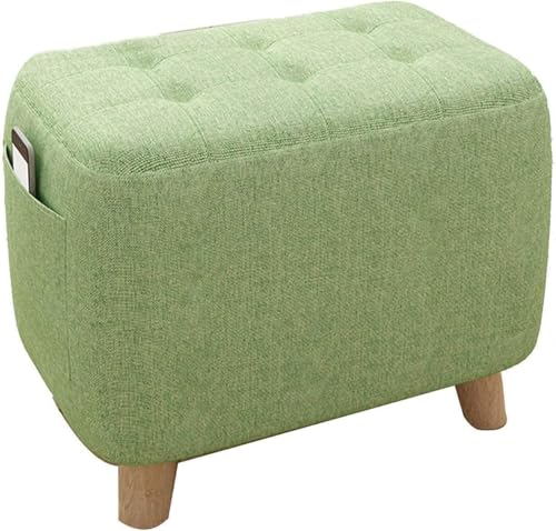 Hölzerner Ottoman,Quadratischer Bequemer Weicher Fußhocker Gepolsterter Sitz Schuhbank Fußstütze Passend Für Schlafzimmer Terrasse Wohnzimmer-45x25x35cm(18x10x14Zoll)-Hellgrün von CATANK